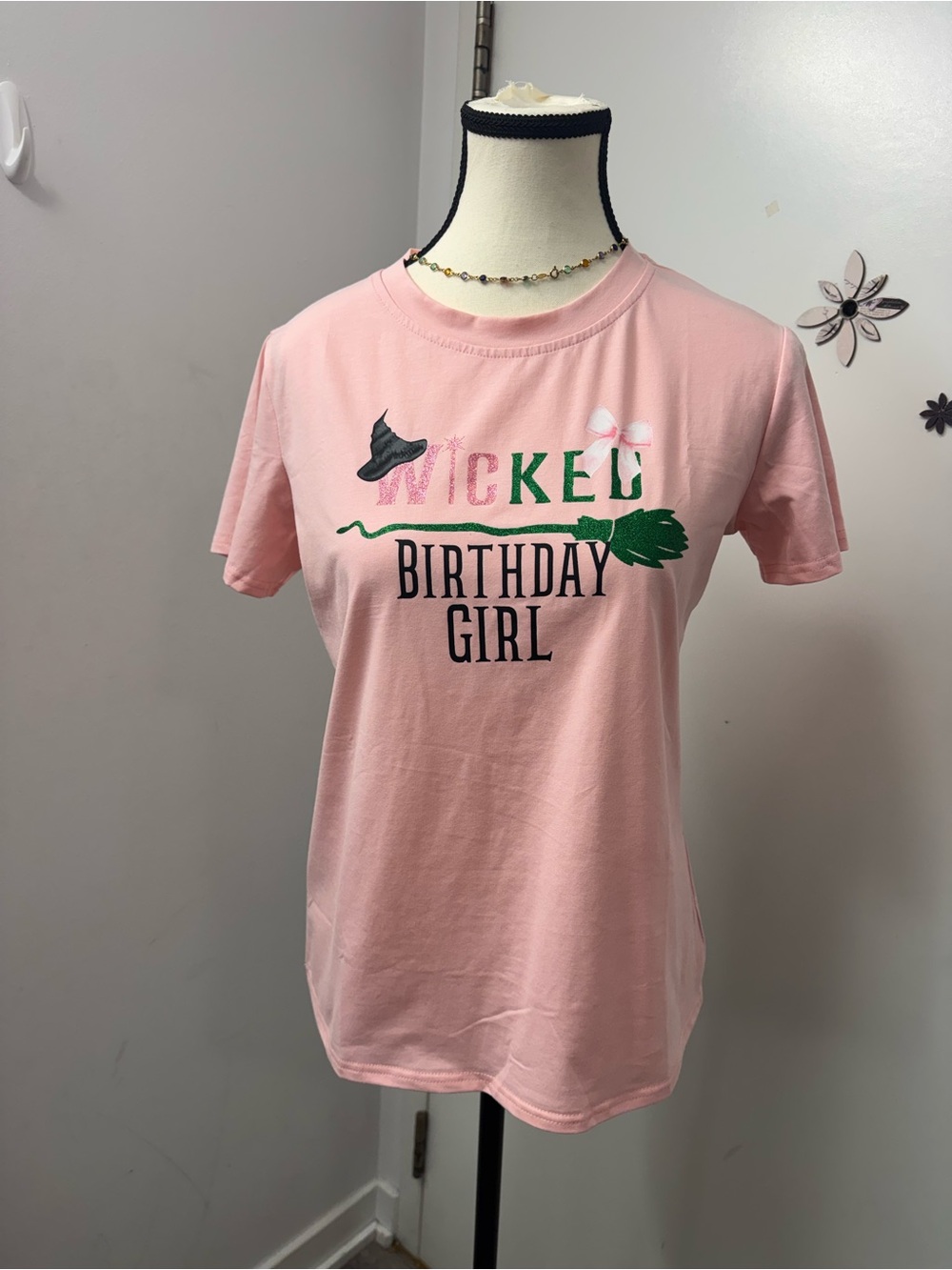 Pink "Wicked Birthday Girl" Graphic Tee for women